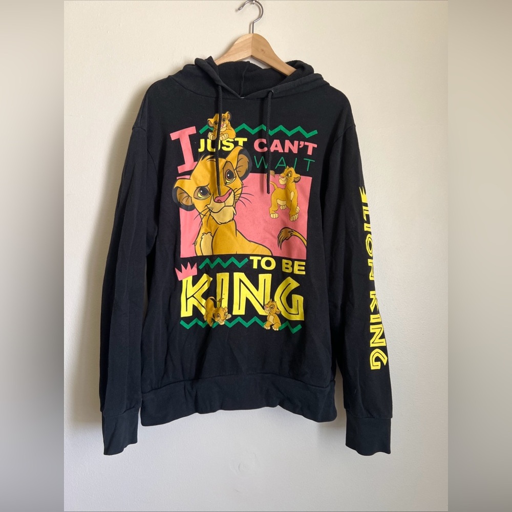 Vintage Limited Disney Lion King Simba Retro 90s Hoodie W/Pocket Black Med